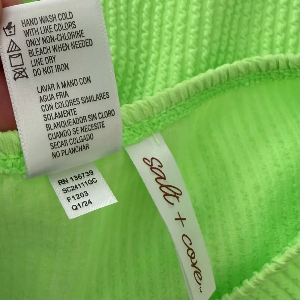 Salt + Cove Bikini Swim Skirt Junior Size XS Neon Green Crinkle Ribbed NWT